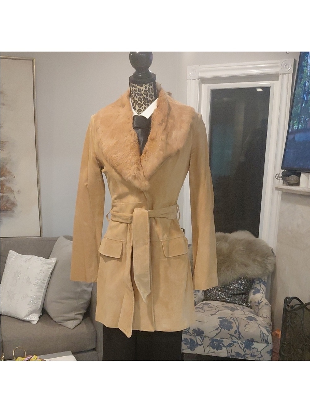 Marciano Suede Belted Coat